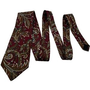Carlos Tomasini‎ Mens Silk Tie Burgundy Teal Paisley Floral Made in USA